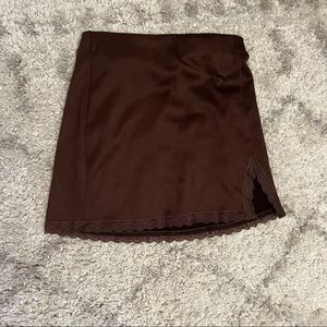 Brown Ribbed Mini Skirt